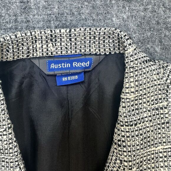 Vintage 90s Blazer Women 10 Black White Tweed Linen Blend Made in USA - Picture 3 of 16